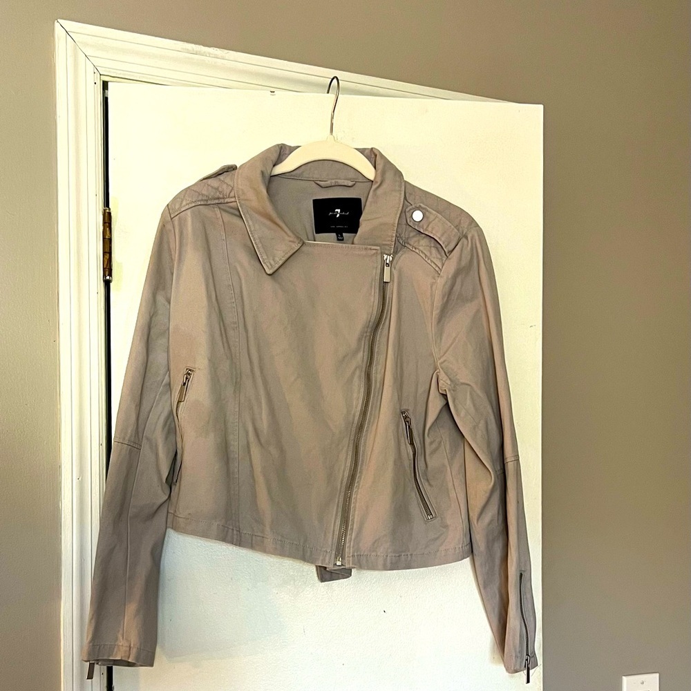 7 For All Mankind Gray Cotton Moto Style Jacket! EUC